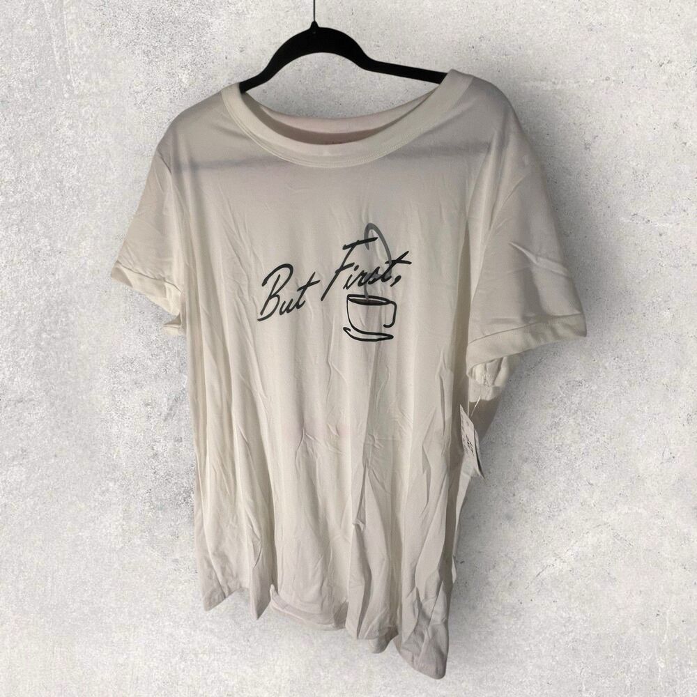 LulaRoe Liv Tshirt-Size 2XL-Solid White “But First!” TshirT -NWT
